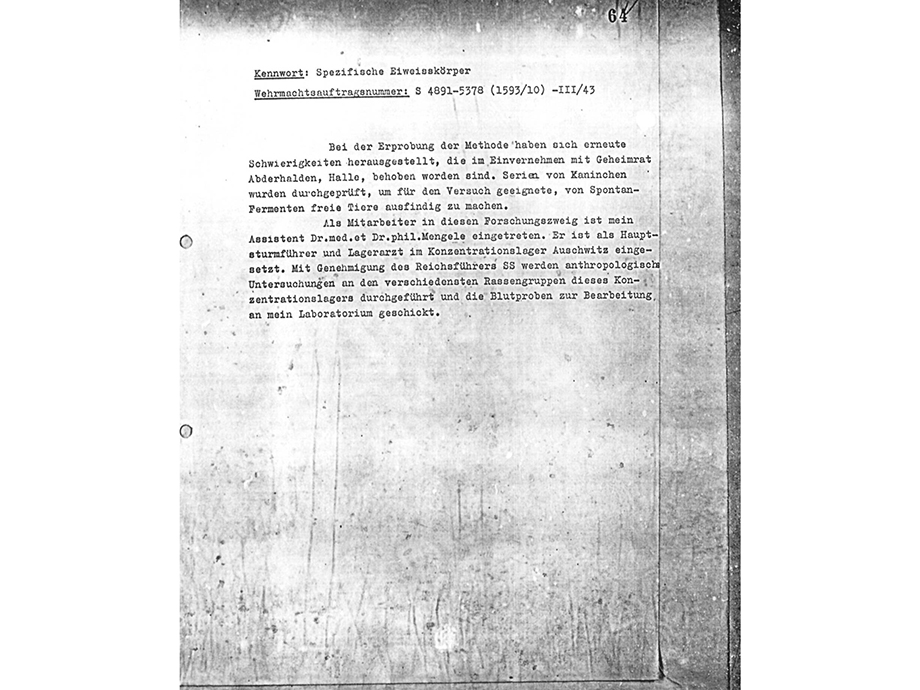 Zweiter Bericht von Verschuer an die Notgemeinschaft, März 1944