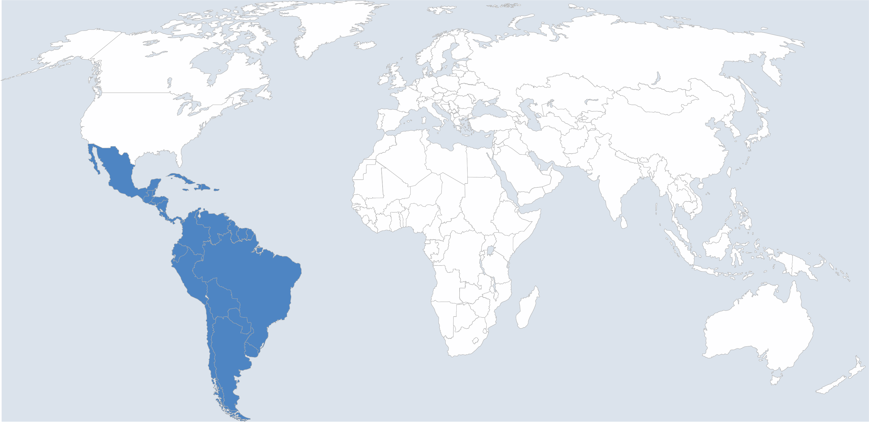 Weltkarte: Region Lateinamerika