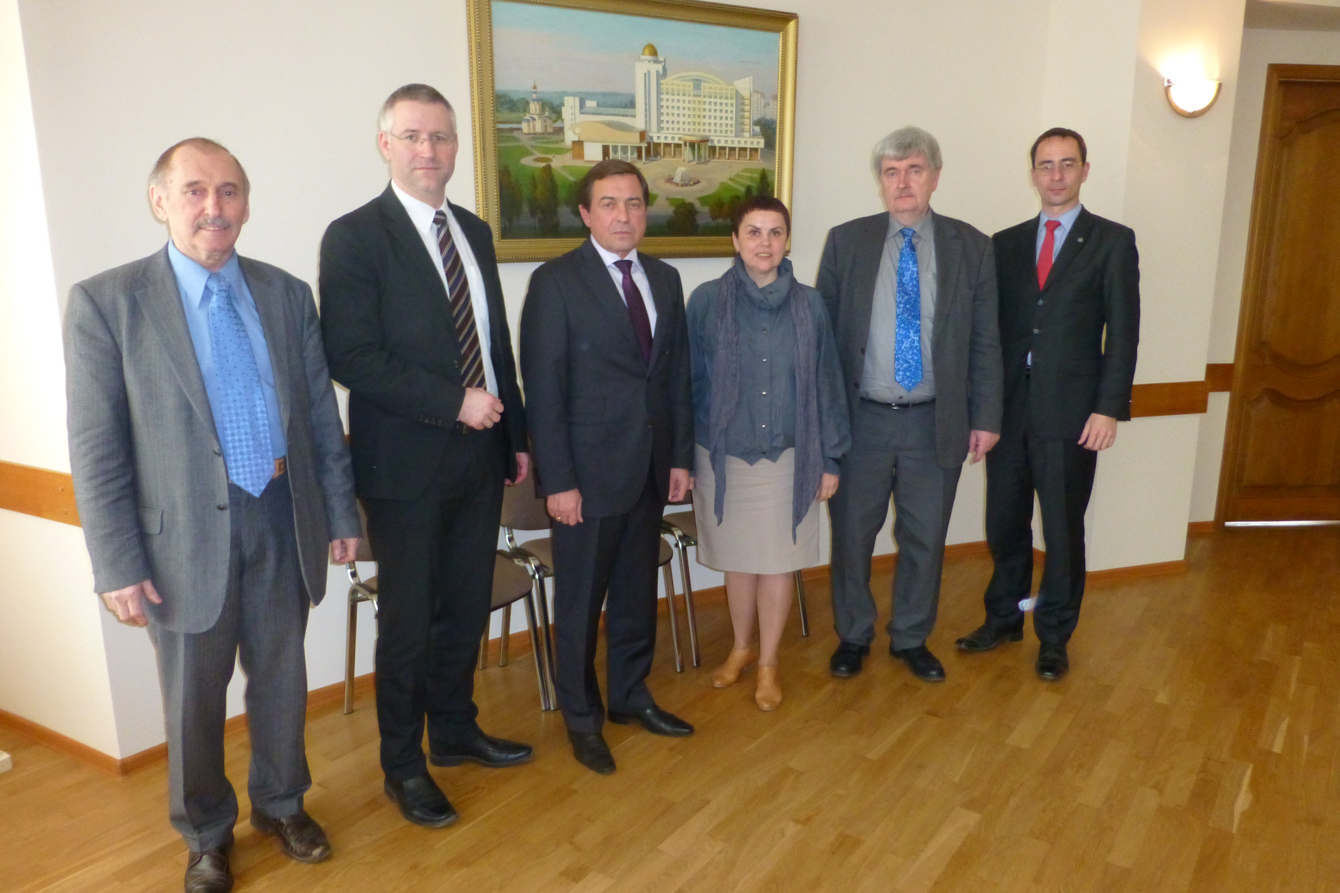 The delegation from the German House for Research and Innovation in Moscow visits Rector Poluchin (BelSU)
