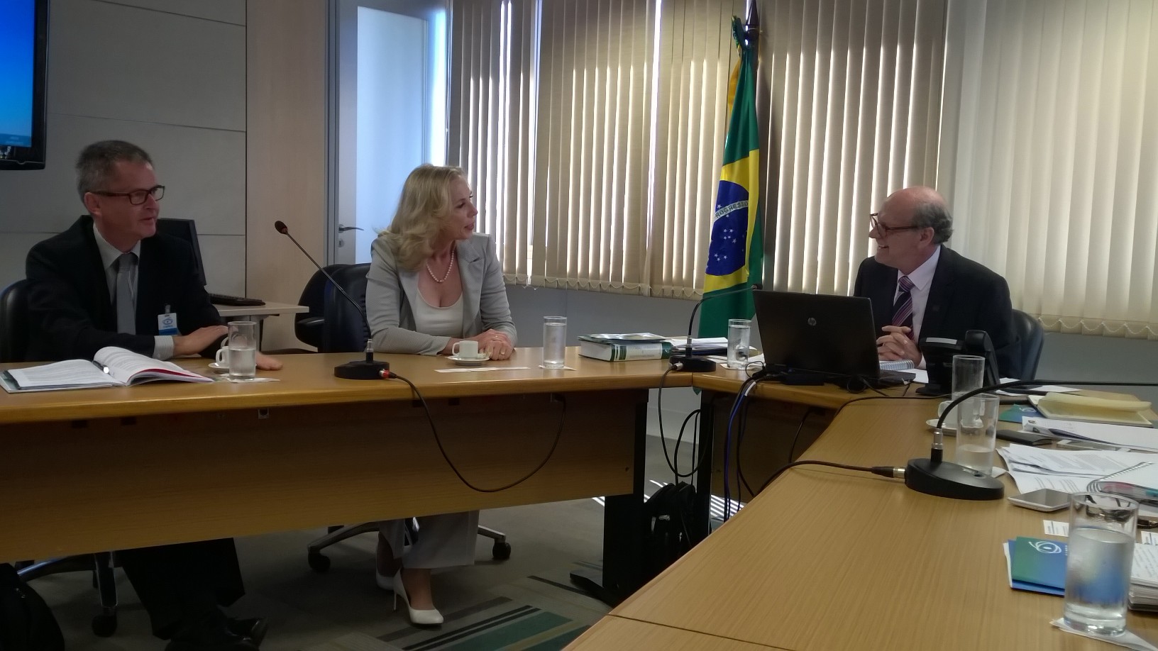 (de izquierda a derecha): Dietrich Halm, Dorothee Dzwonnek y Arlindo Philippi Junior em la reunión con CAPES en Brasília.