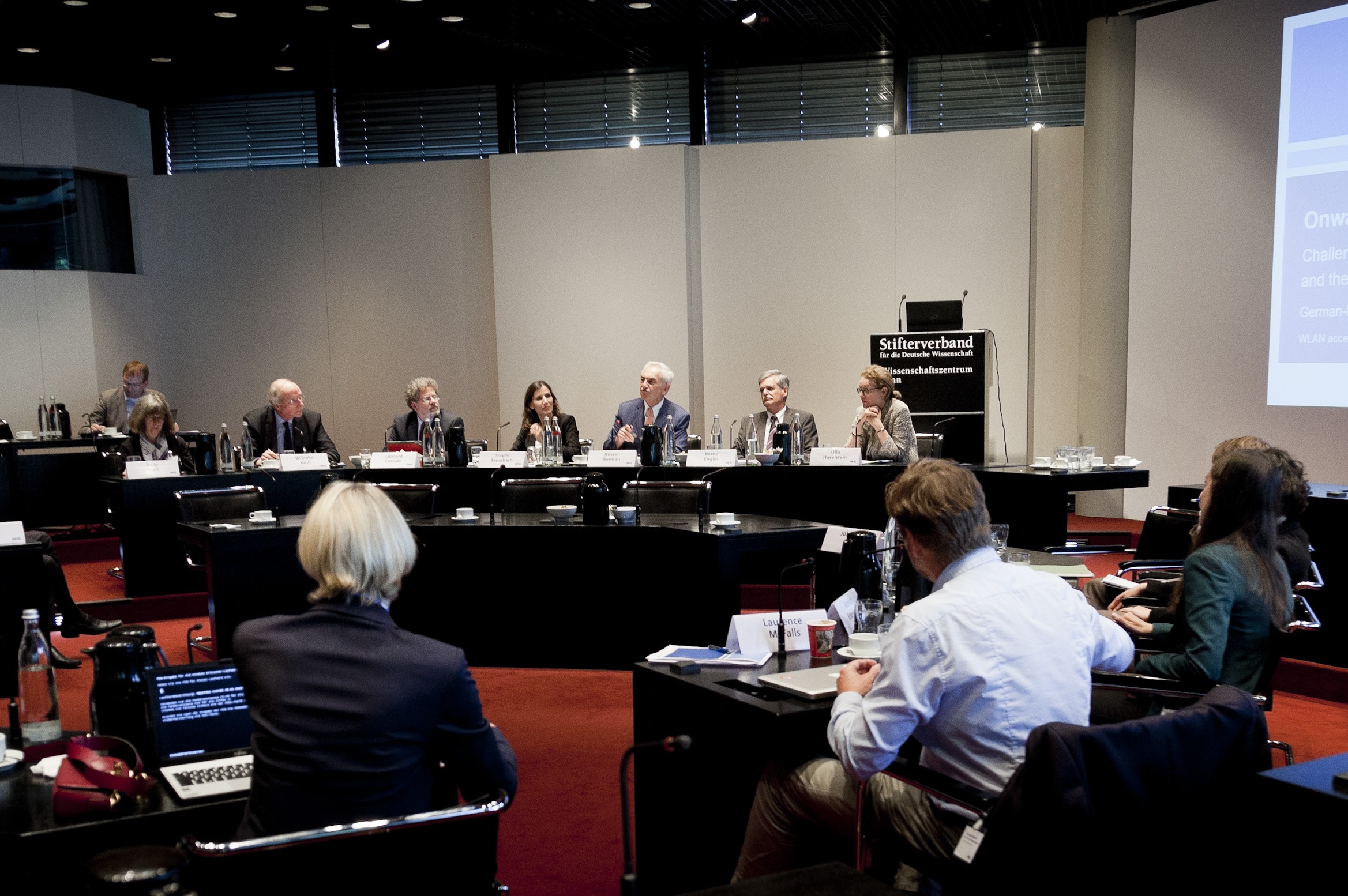 Panel III: Sally Pratt, Wilhelm Krull, Leonard Cassuto, Sibylle Baumbach, Russell Berman, Bernd Engler, Ulla Haselstein (from l.)