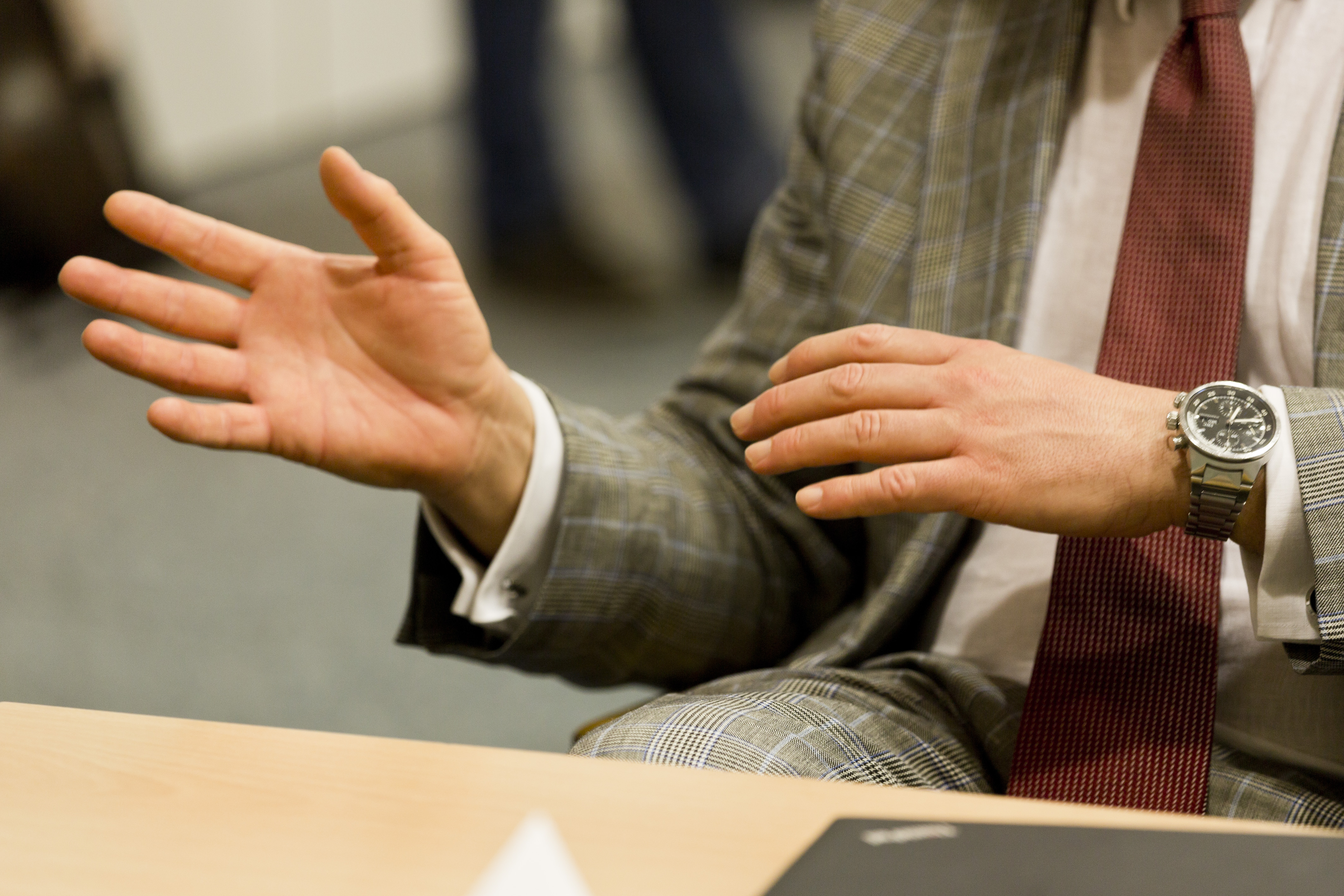A picture of the hands during a discussion