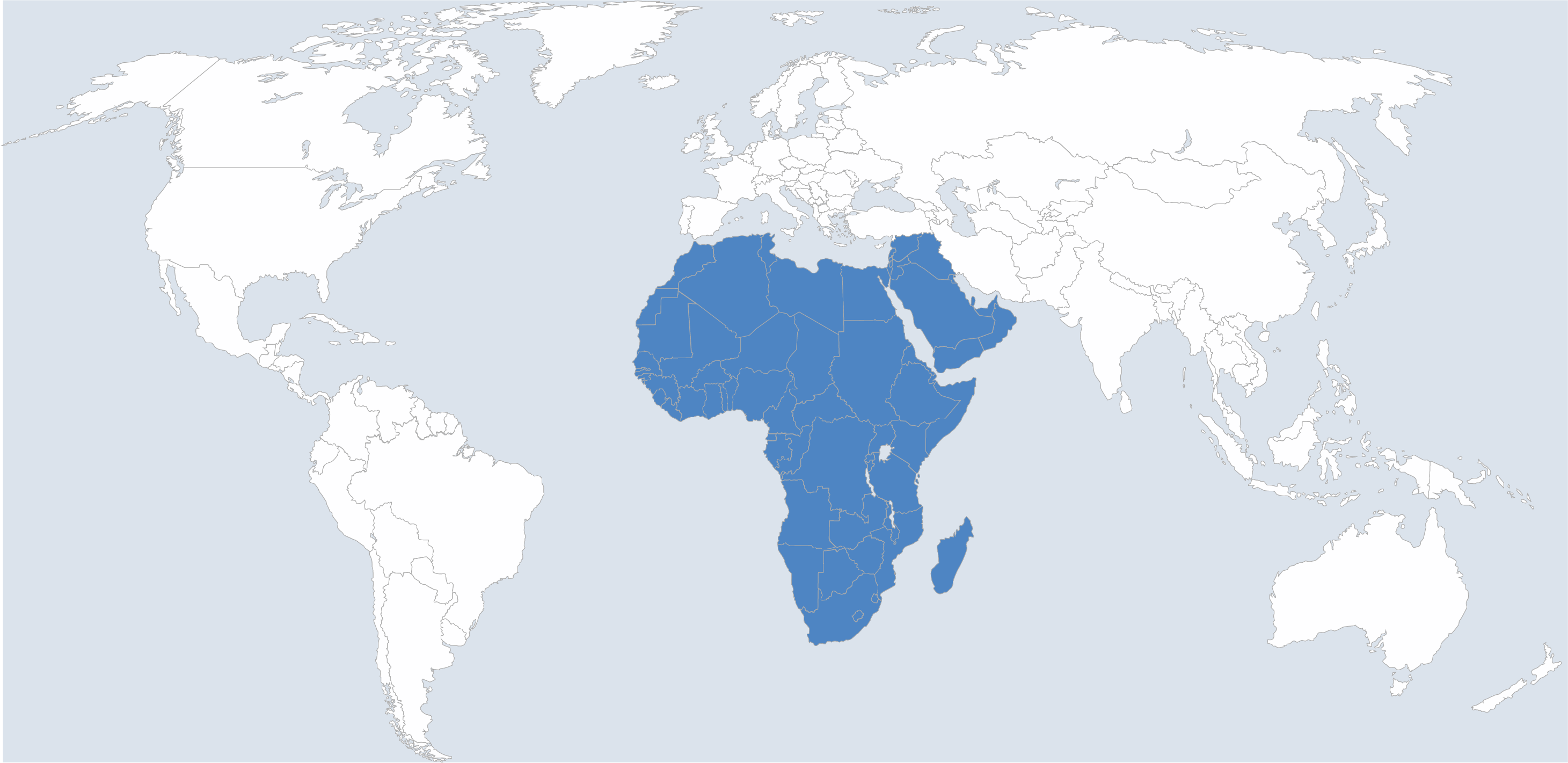 Weltkarte: Region Afrika und Nahost