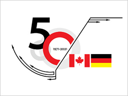 Logo für das 50-jährige Jubiläum der Deutsch-Kanadischen Zusammenarbeit in Wissenschaft und Technologie