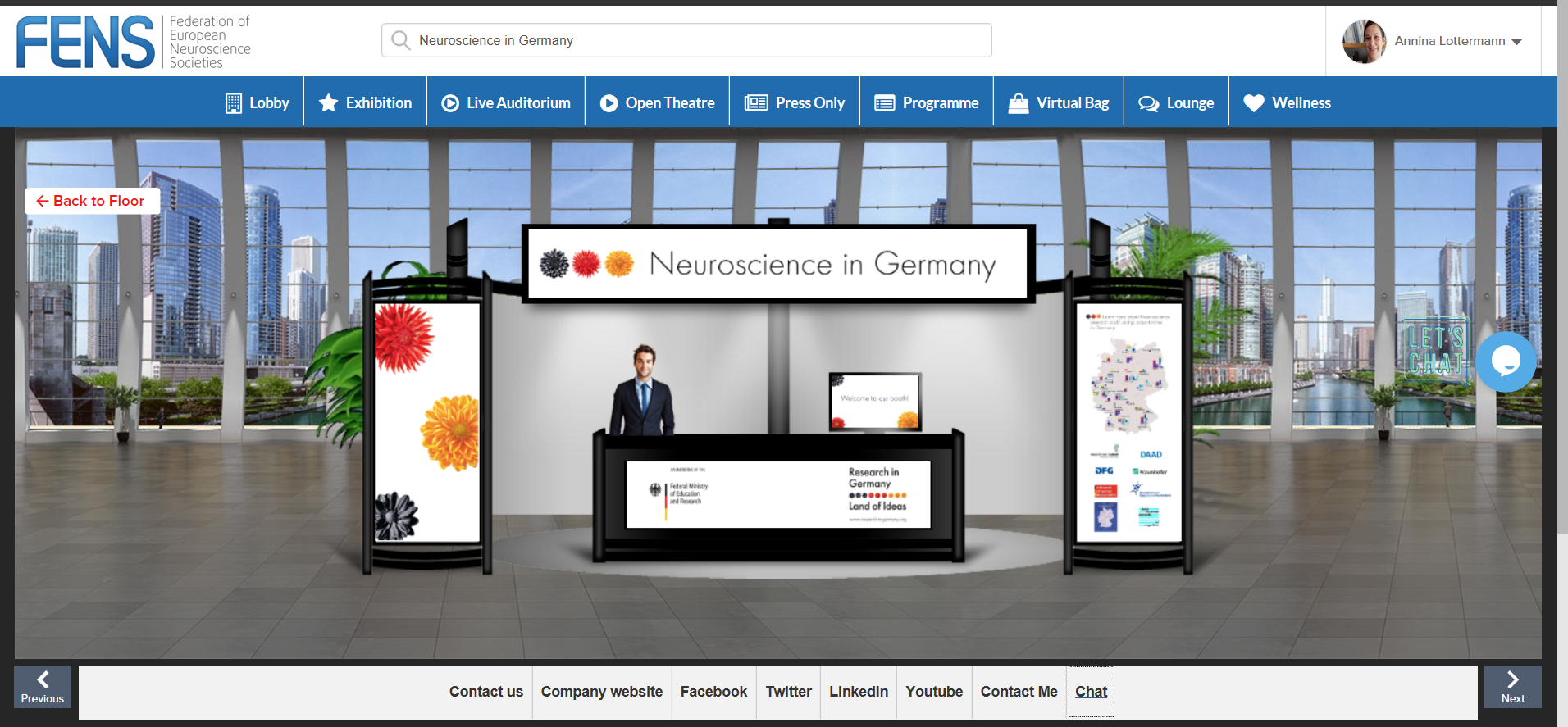 Virtueller „Research in Germany“-Messestand im Rahmen der neurowissenschaftlichen Tagung FENS 2020