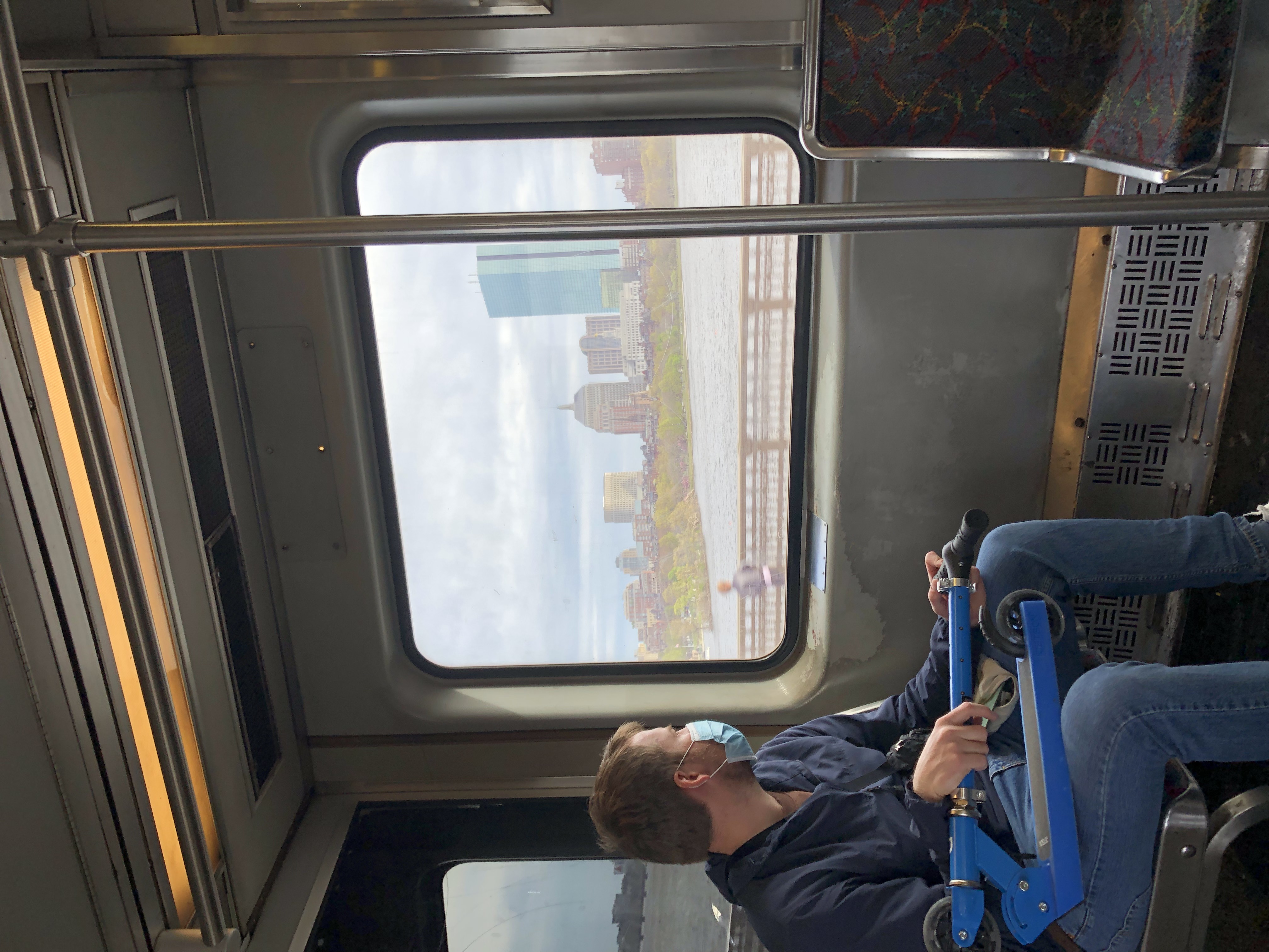 On the Red Line with Boston in the background