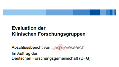 Cover des Berichts: Evaluation der Klinischen Forschungsgruppen