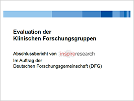 Cover des Berichts: Evaluation der Klinischen Forschungsgruppen