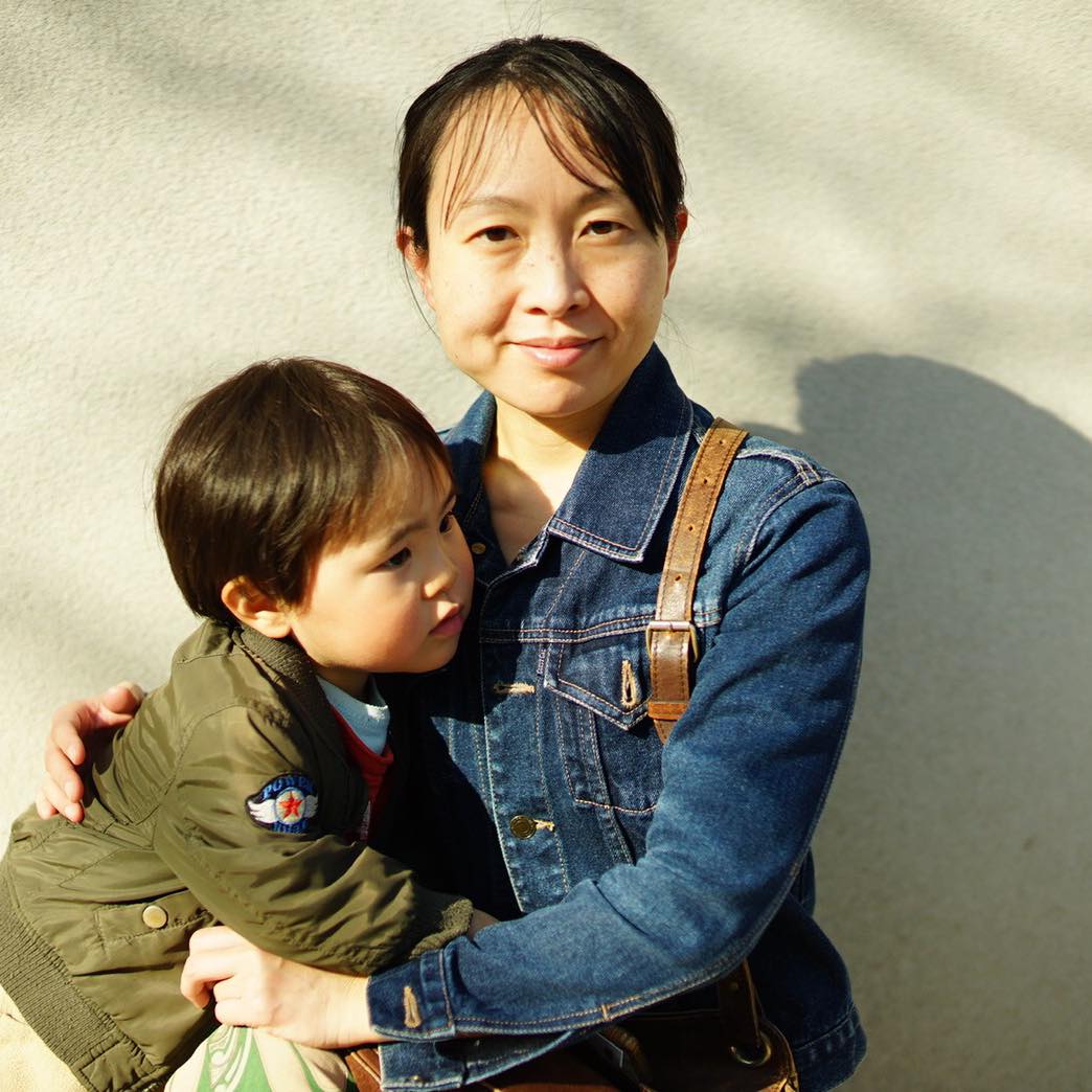 panelist Akiko Yoshida with her toddler son