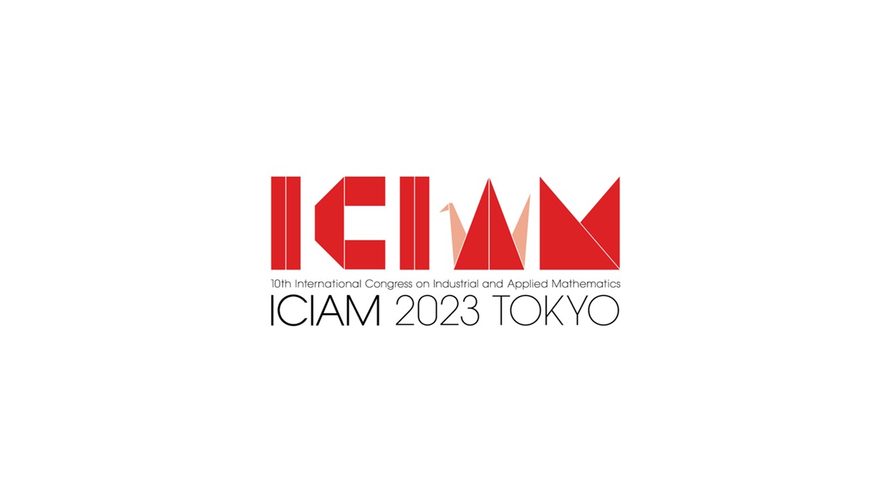 ICIAM 2023の折り紙の鶴が含まれているロゴ