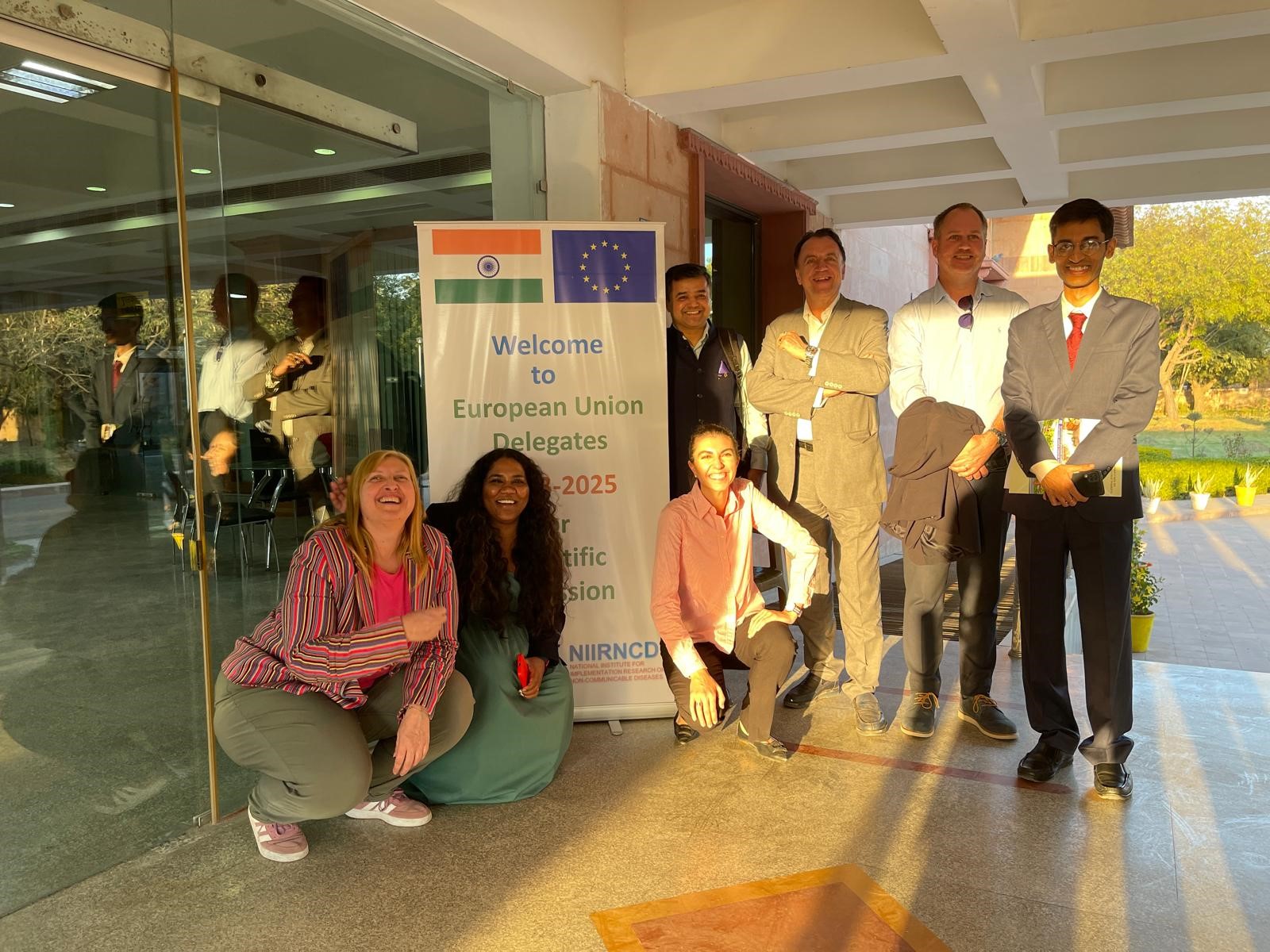Group picture of the EU Delegation Members in front of the institute NIIRNCD