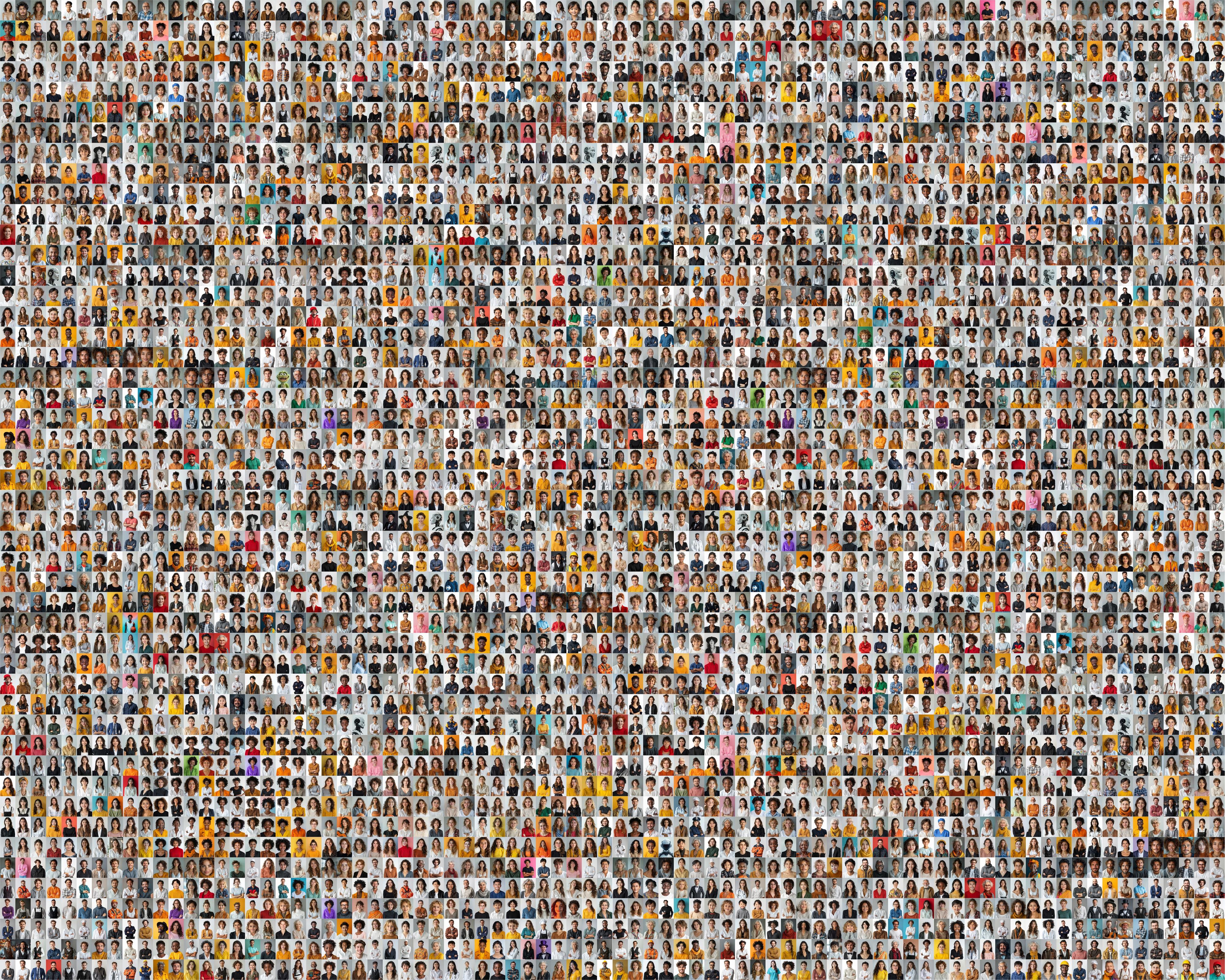 Viele Porträtbilder von Menschen nebeneinander