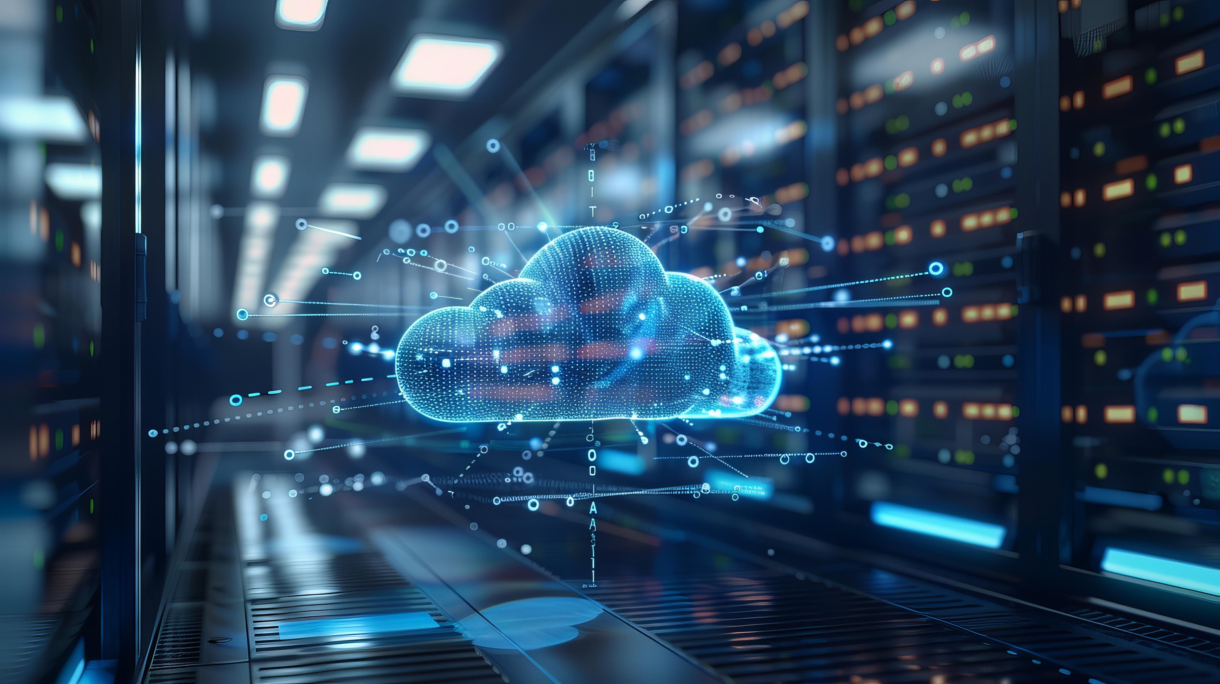 Grafik einer Daten-Wolke in einem Rechenzentrum