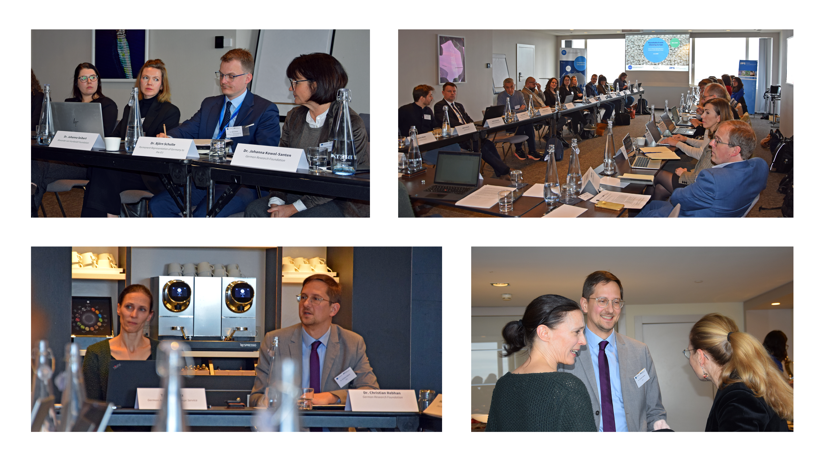 Collage of pictures of participants at the event DFG-DAAD-Roundtable on "Choose Europe" in Brussels