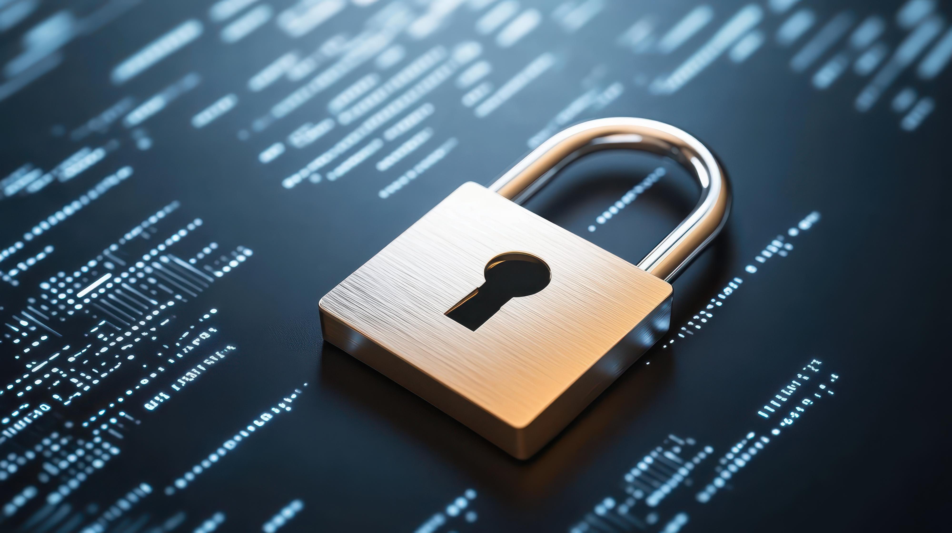 Silver padlock secures