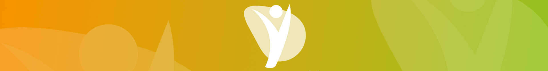 A white, minimalist figure raising its arms is shown against a gray circular background and a yellow-green background.
