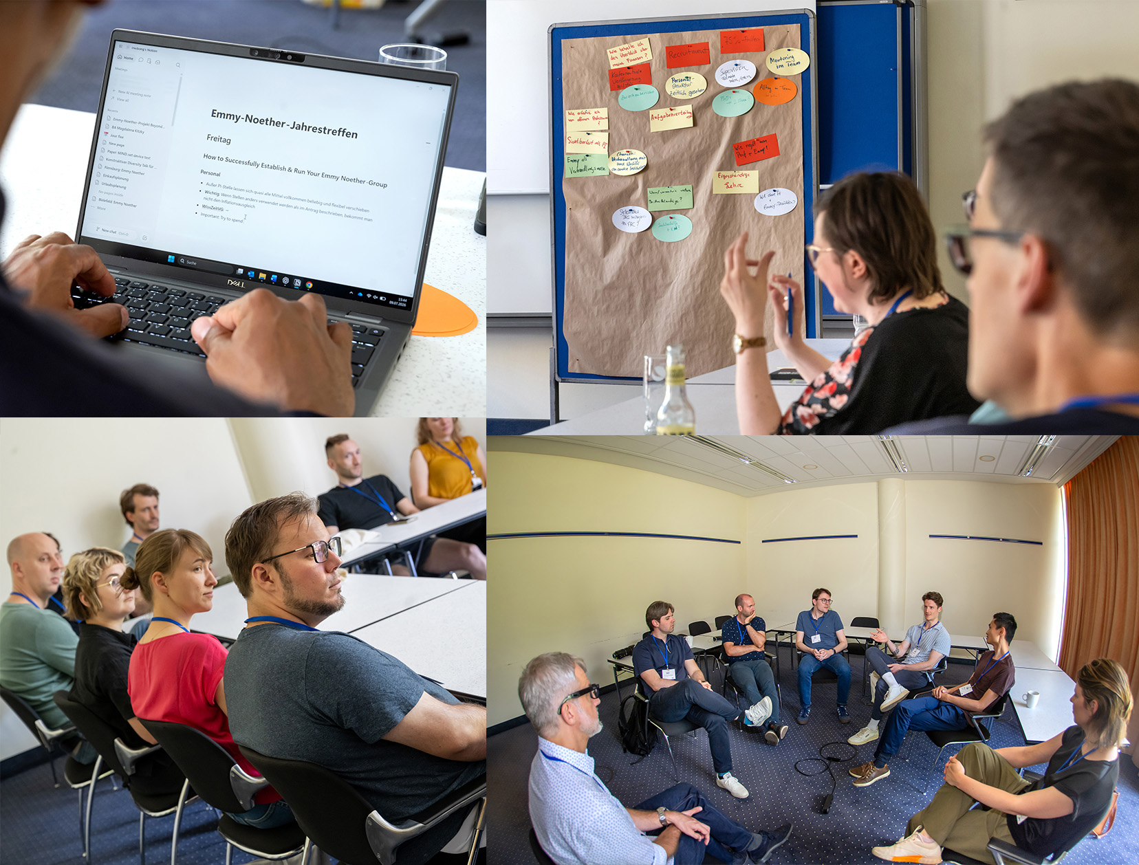 Collage von Menschen, die in Seminarräumen sitzen und sich austauschen