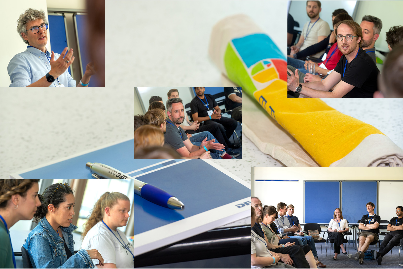 Collage von Gesprächssituationen in Workshops