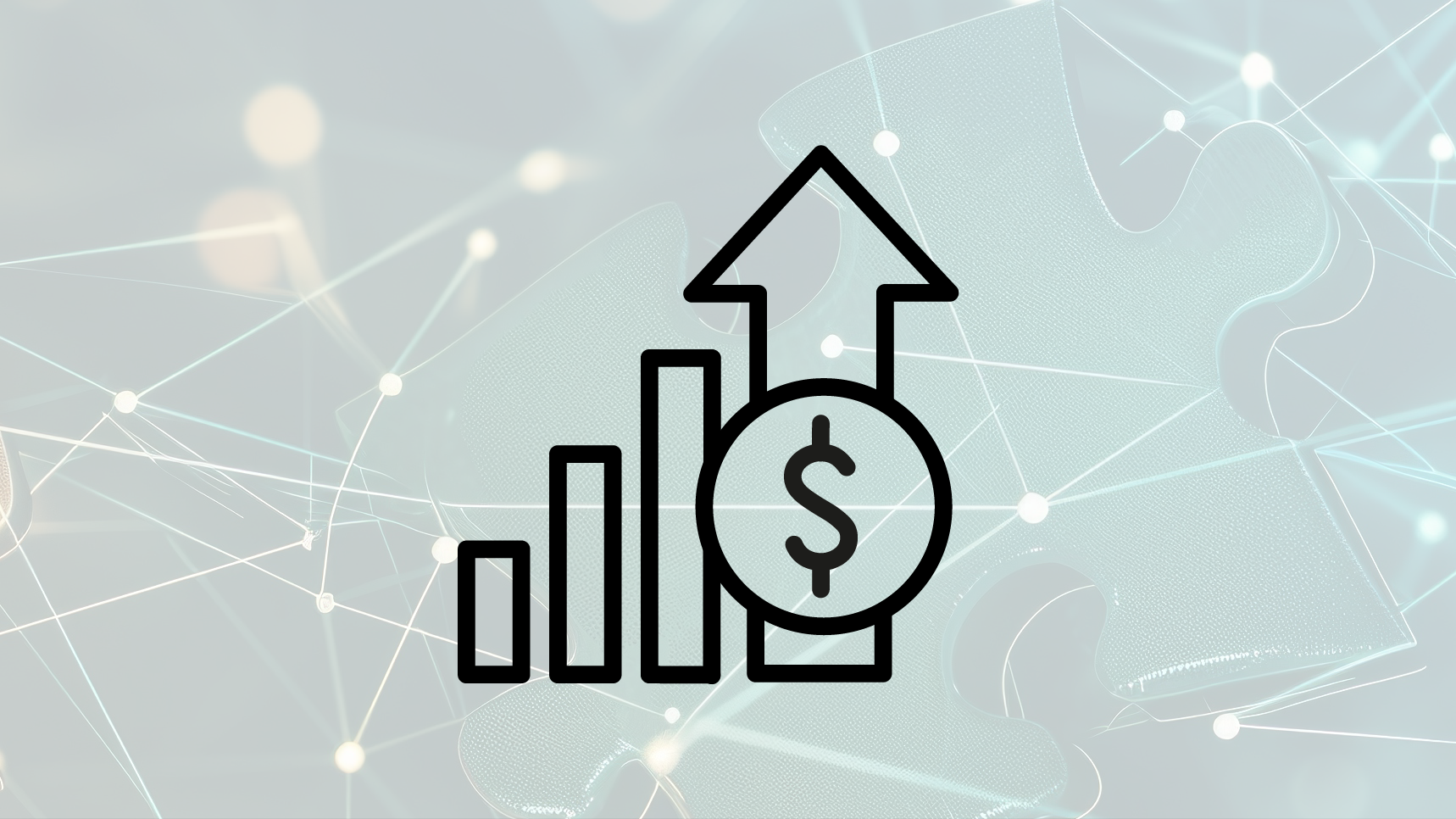 Featured image: An icon relating to funding on a background image showing a colourful depiction of jigsaw pieces connected by network-like lines