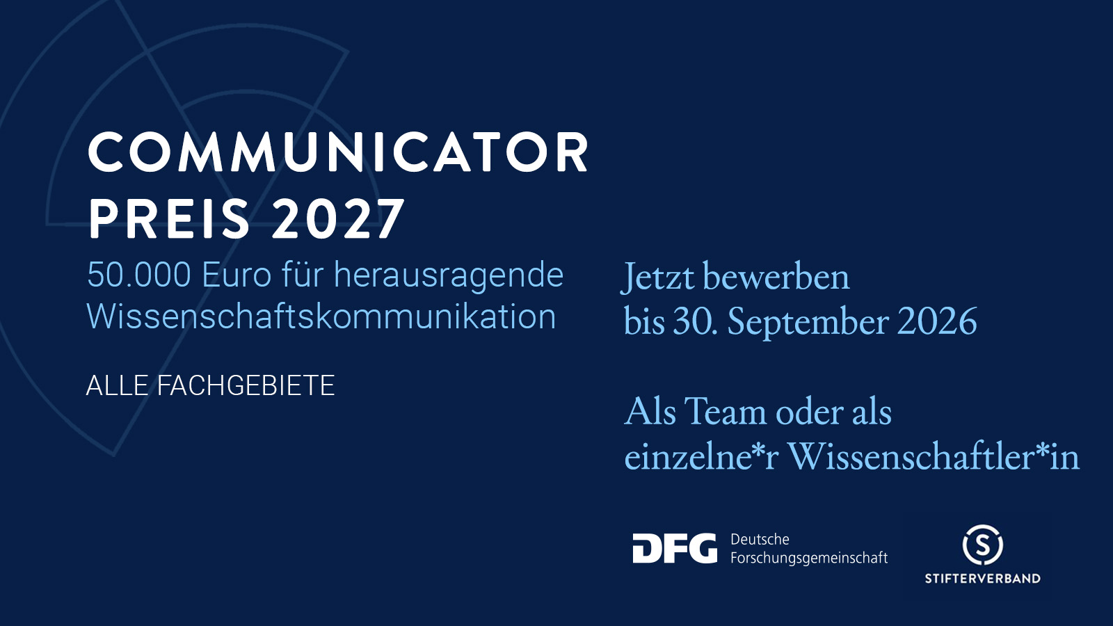 DFG schreibt Communicator-Preis 2027 aus