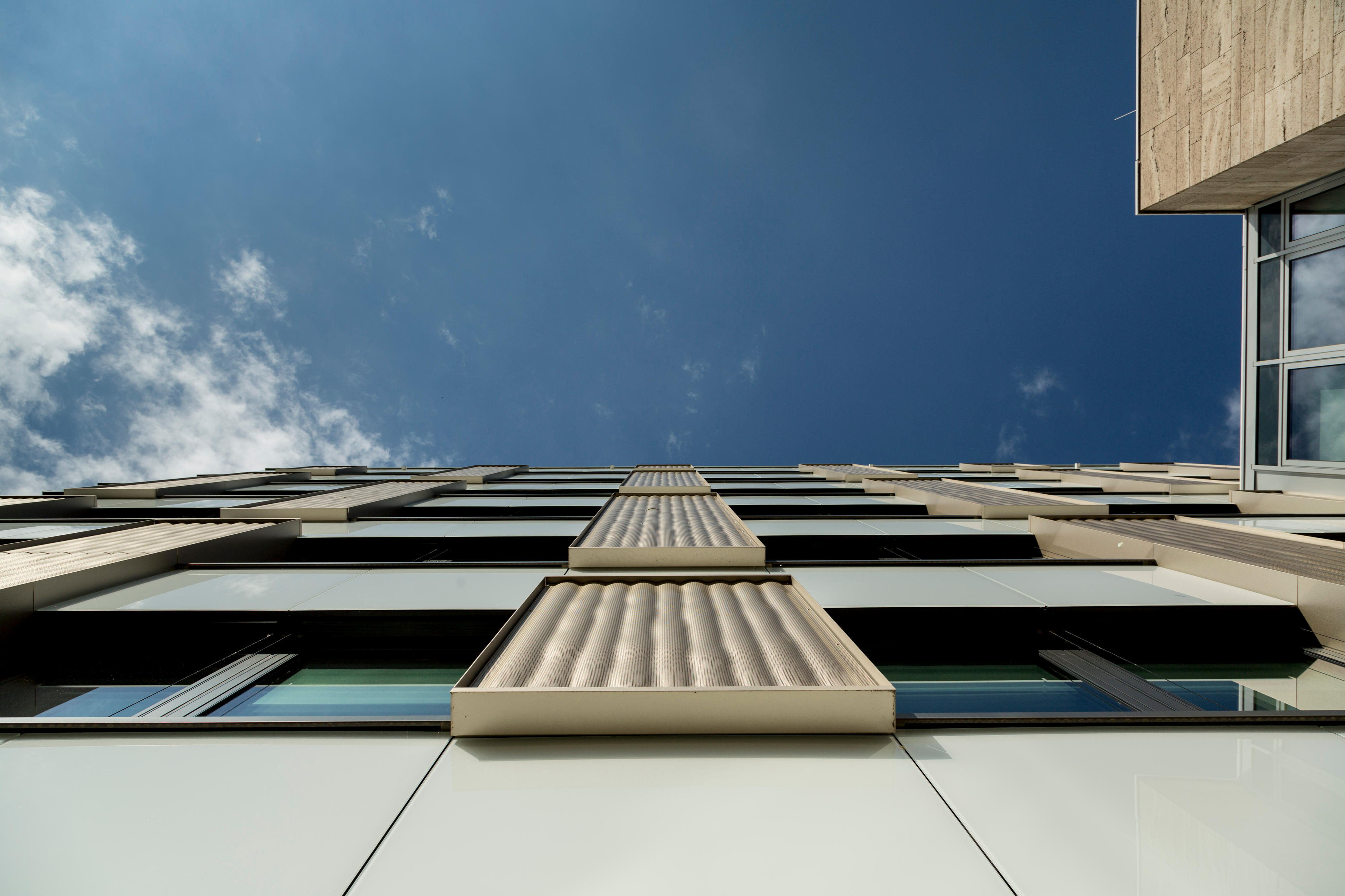 A steep view of the office from below